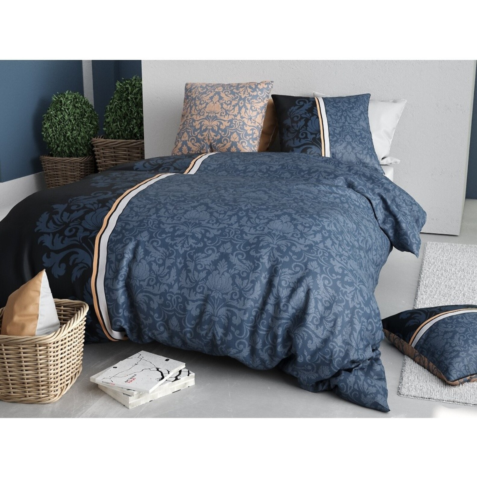 Parure housse de couette 100% coton 57fils + 2 taies Arabesque