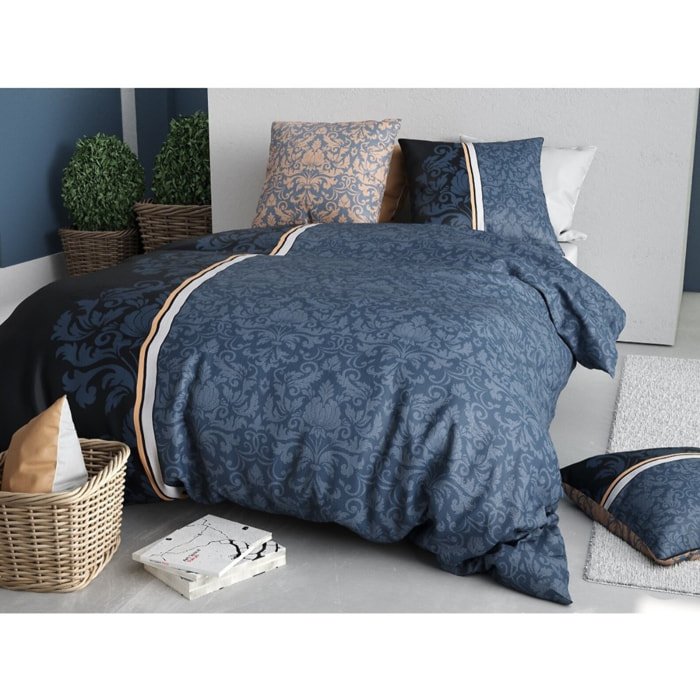 Parure housse de couette 100% coton 57fils + 2 taies Arabesque