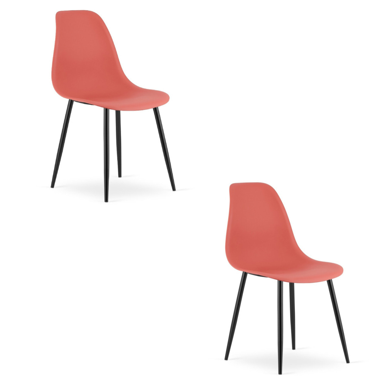 Set di 2 sedie moderne WAT in polipropilene rosso cinabro