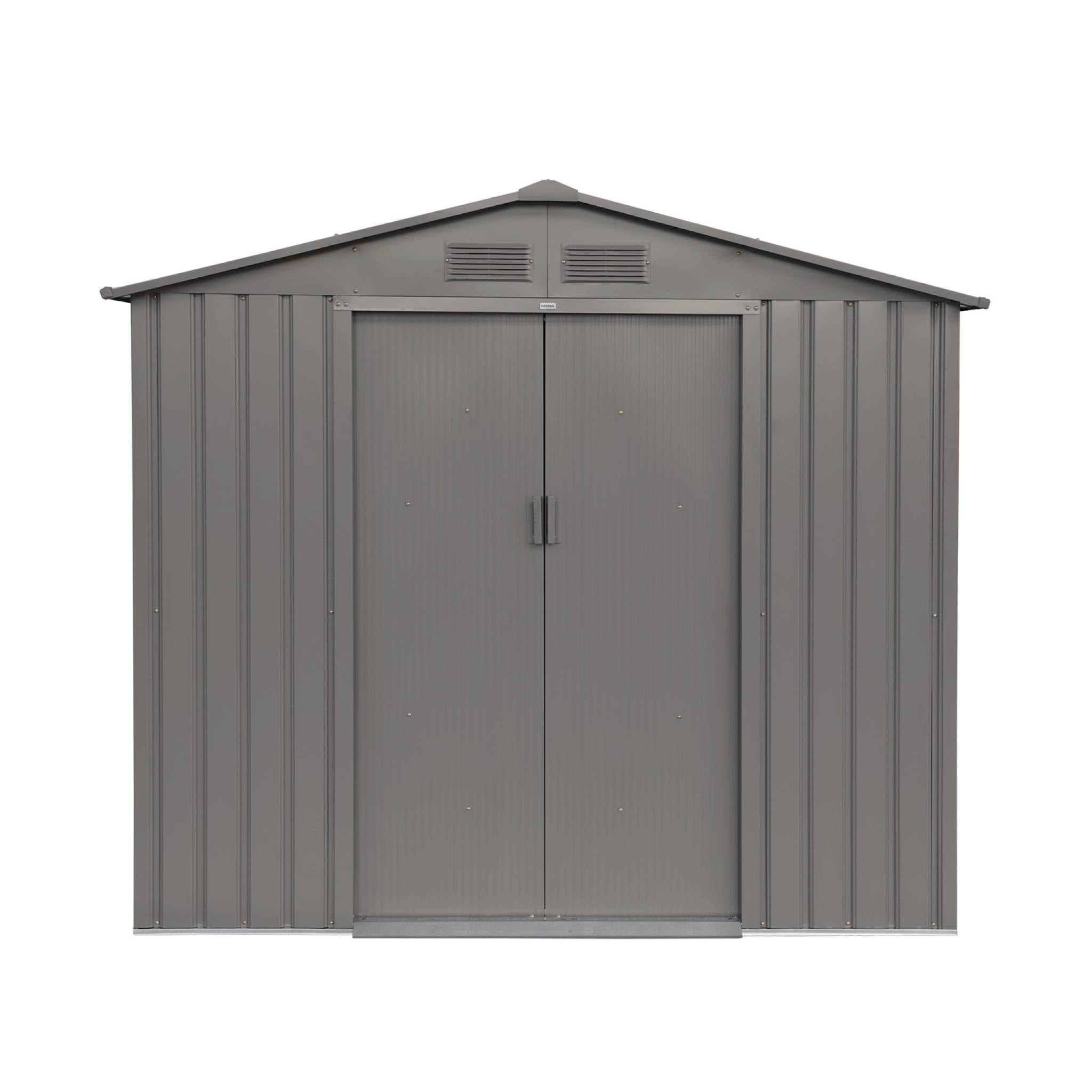 Abri de jardin en métal - Houtland. 2.71 m² taupe - Cabane à outils avec double portes coulissantes. kit de fixation sol inclus. L 213 x P 131 x H 185cm