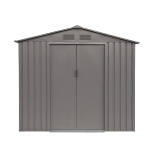 Abri de jardin en métal - Houtland. 2.71 m² taupe - Cabane à outils avec double portes coulissantes. kit de fixation sol inclus. L 213 x P 131 x H 185cm