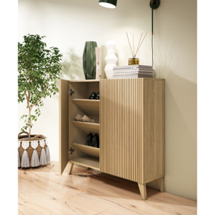 Zapatero Sunne melamina roble dorado puertas impresión vallado 90x90x27cm