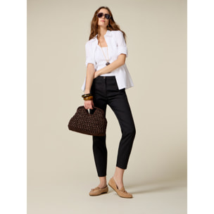 Oltre - Pantalones ajustados de mezcla de algodón - Negro