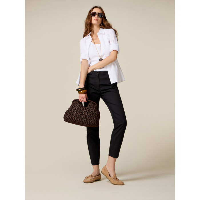 Oltre - Pantalones ajustados de mezcla de algodón - Negro
