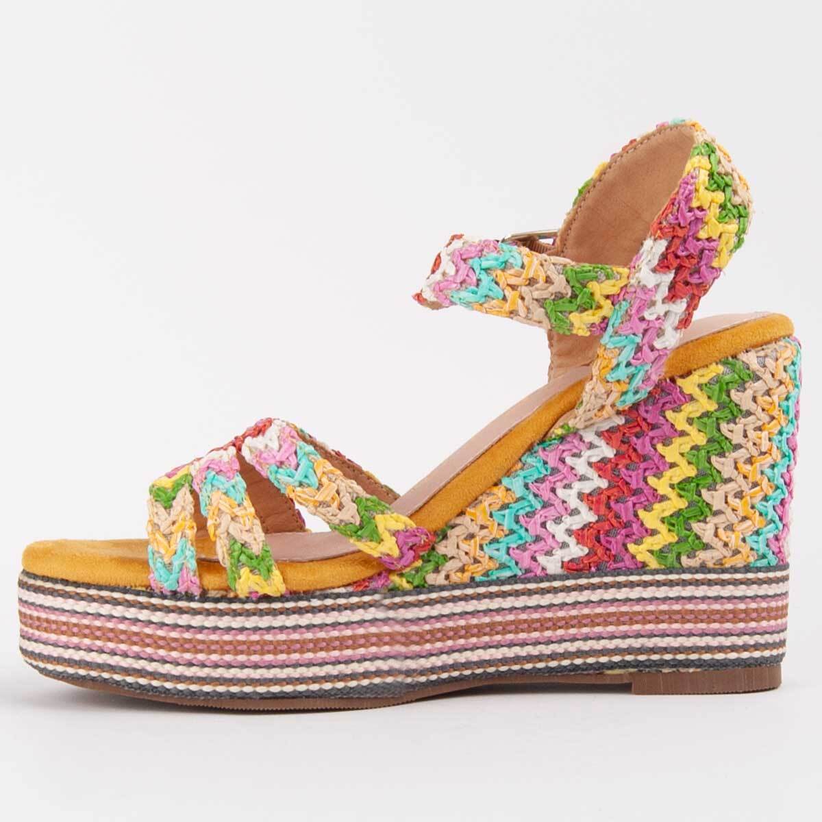 Sandalia De Cuña - Multicolor - Altura: 12 Cm