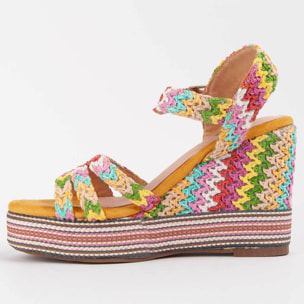 Sandalia De Cuña - Multicolor - Altura: 12 Cm