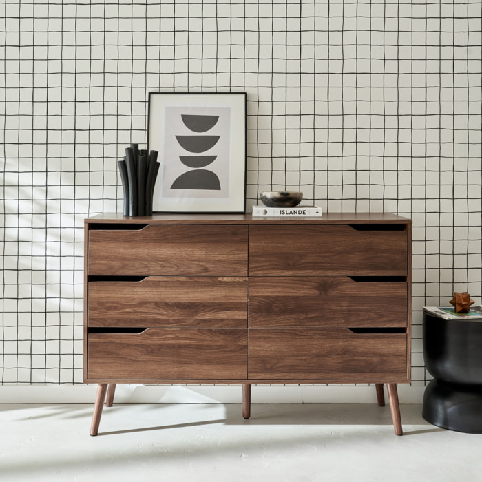 Commode décor bois 6 tiroirs NEPAL