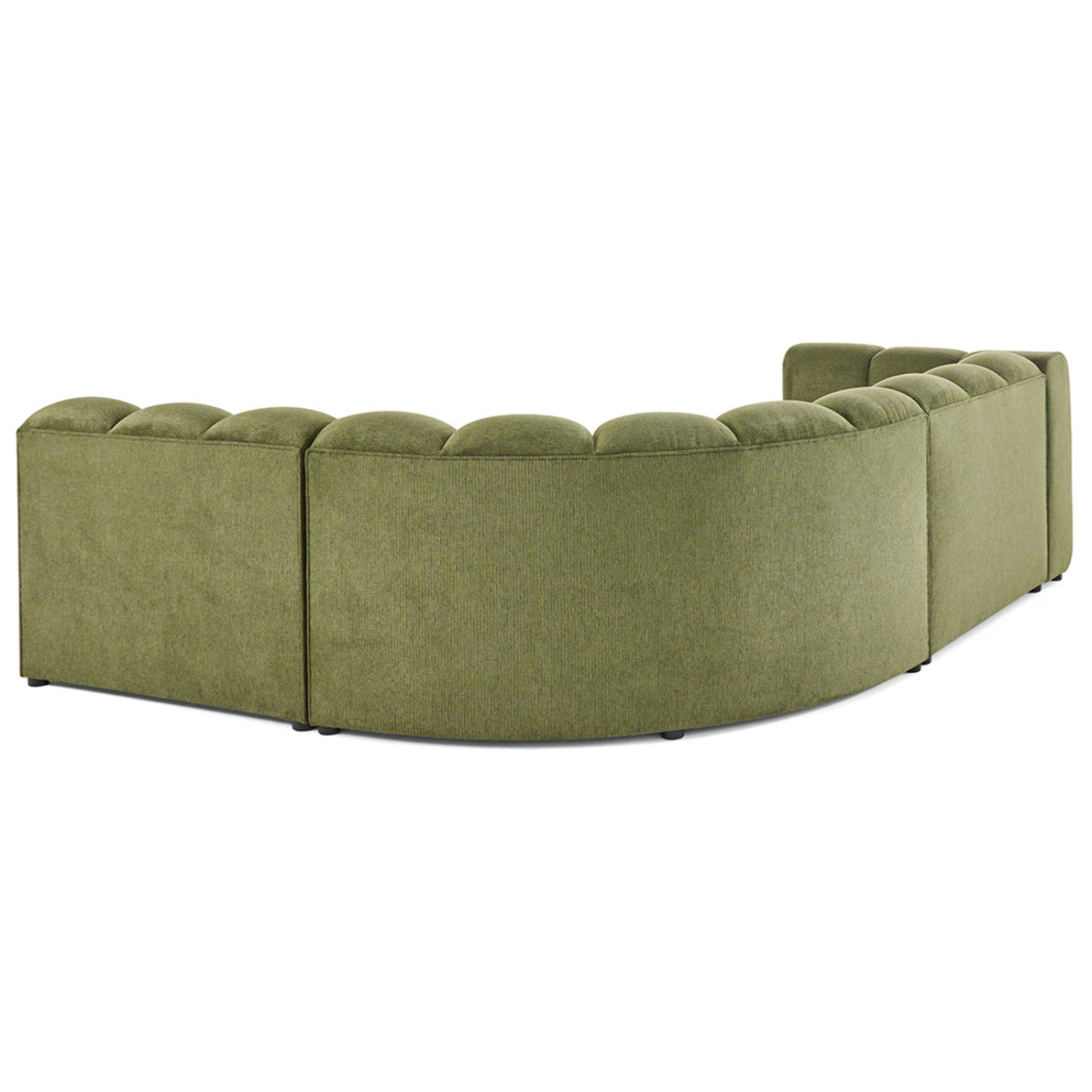 Debbie - canapé modulable d'angle droit 4 places avec accoudoir en tissu texturé - Vert