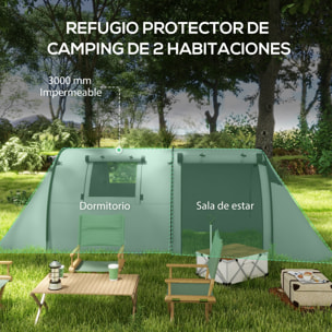 Tienda de Campaña Familiar para 3 Personas Tienda Camping Plegable Ligera con Puertas Ventallas Gancho Bolsa de Transporte Impermeable 3000 mm para Playa Senderismo 470x220x150 cm Gris