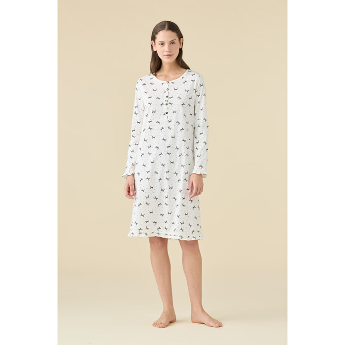 Camicia da notte donna estiva in cotone articolo cherie. Noidinotte