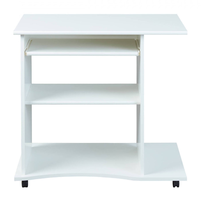 Mini ufficio con ruote, 80 x 75 x 50, Bianco