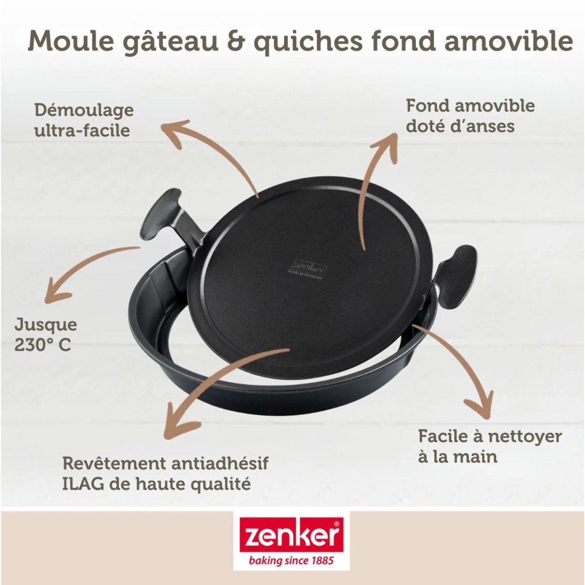 Moule à gâteau et quiches rond de 28 cm avec fond amovible Zenker Black Metallic