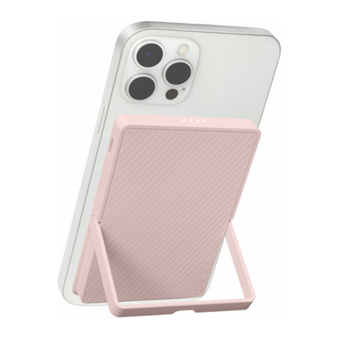 Batterie nomade CASYX 5000 mAh Qi2 MagSafe avec bequille rose