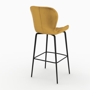 Lot de 2 chaises de bar en velours jaune curry 75 cm - Mazzia