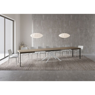 Mesa extensible 90x160/420 cm Karida gris paloma patas blanca