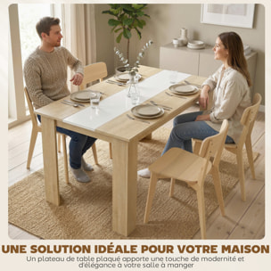 Table à manger grand plateau 4-6 personnes - dim. 120L x 69l x 75H cm - aspect bois chêne clair blanc
