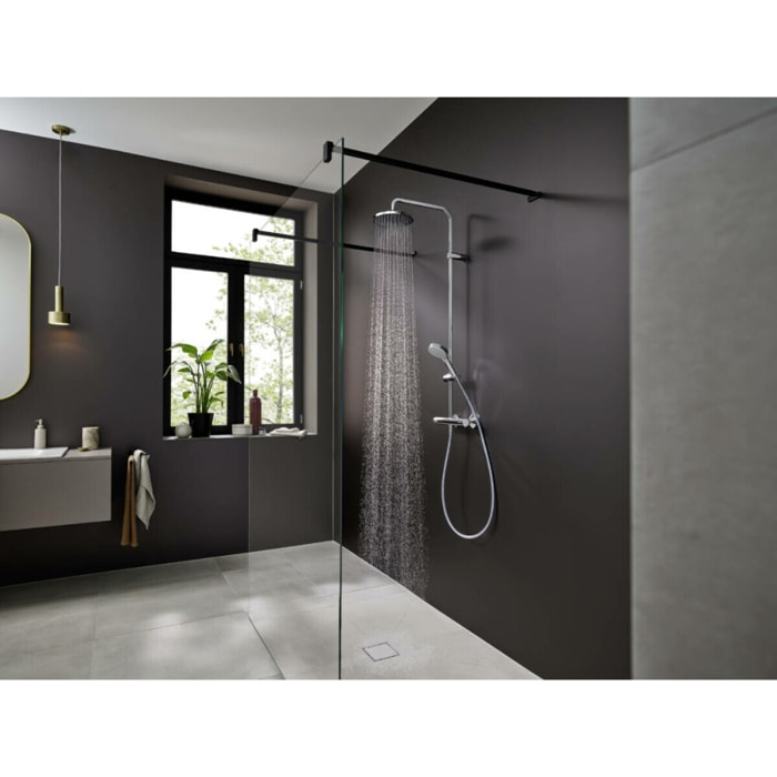 Colonne de douche Vernis Blend 200 1jet EcoSmart 9 l/min av mitigeur thermostatique de douche Chromé - HANSGROHE - 26089000
