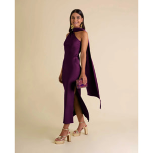 Vestido midi asimétrico con lazada