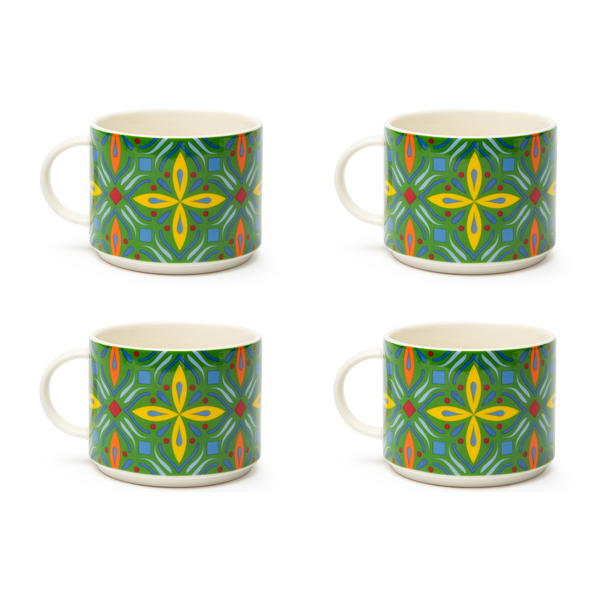 Set de 4 Grandes Tasses Excelsa – Puebla, New Bone China Multicolore