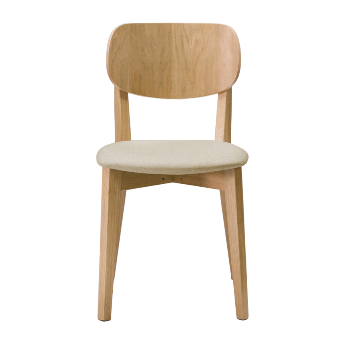 Chaises vintage en bois clair chêne et tissu beige (lot de 2) LUCIA