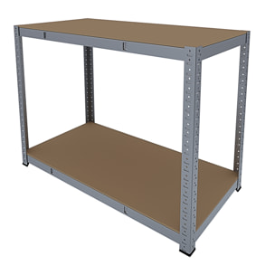 Banco Tavolo Da Lavoro Senza Bulloni In Acciaio Metallo e MDF Portata Fino a 600 Kg Con 2 Ripiani Regolabili Garage Officina Cantina 87 x 120 x 60 cm