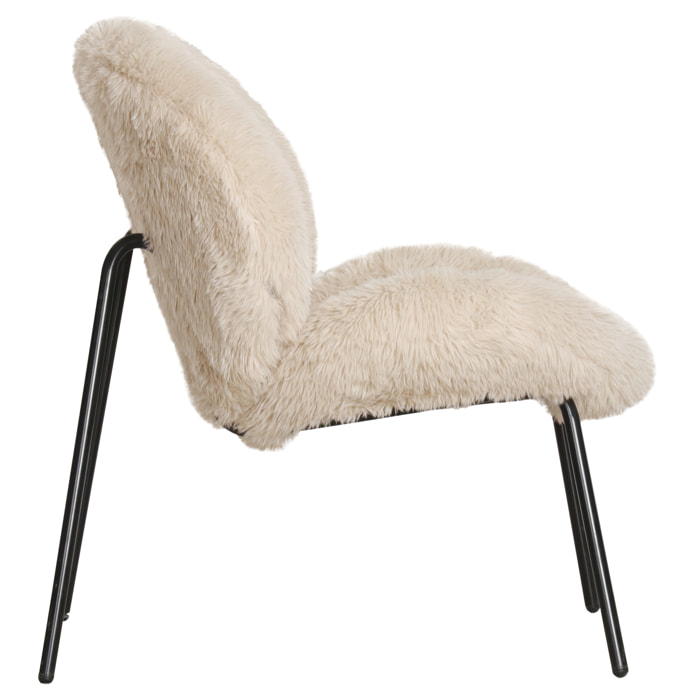 Fauteuil en fausse fourrure beige SACHA