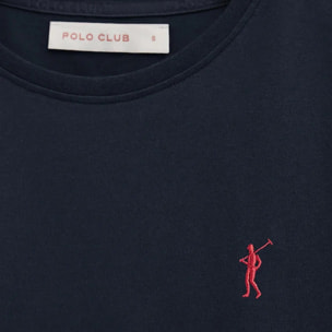 Maglietta blu marino a maniche corte e a girocollo con ricamo Rigby Go