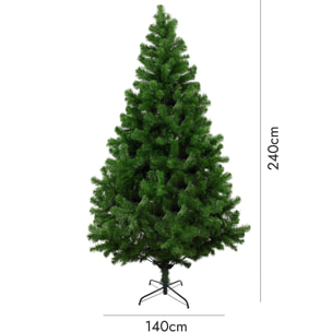 Albero di Natale 240 cm Evergreen, Pino artificiale, Albero effetto reale, Alberello natalizio extra folto, 137x137 h240 cm, Verde