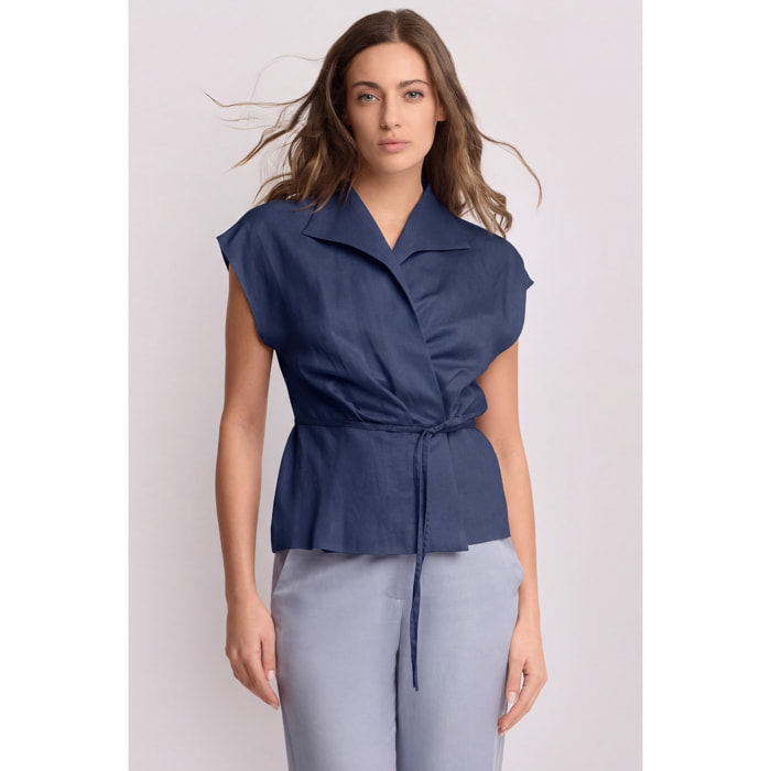 Kocca - Blusa con colletto a punta Donna, Tinta unita, Scollo a V