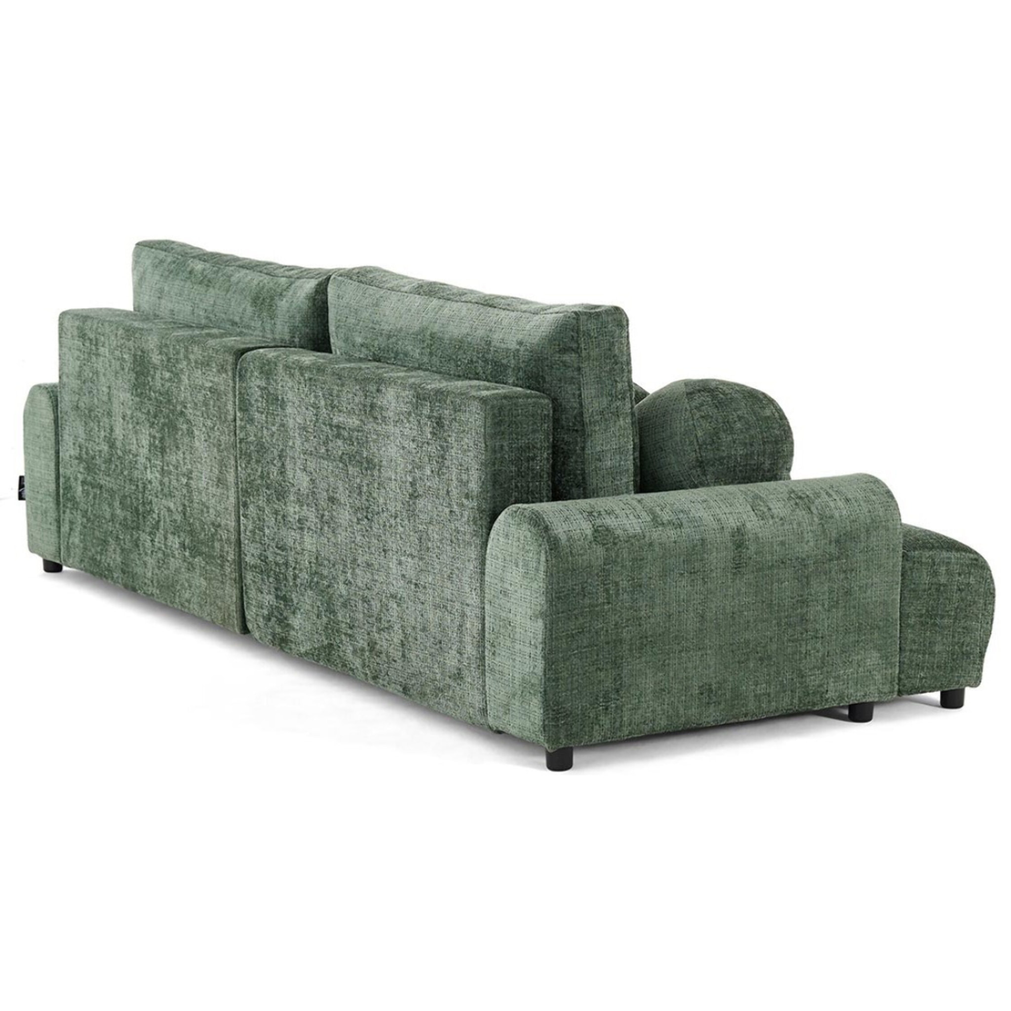 Nelly - canapé d'angle droit 4 places convertible avec coffre en velours texturé - Vert