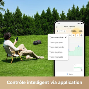 Robot tondeuse MOVA Viax 250 sans fil périphérique, 250 m² de superficie, cartographie assistée par l'IA