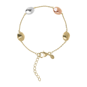 Bracciale Multicolore in Argento 925 placcato Oro 18Kt con Catena Rolo e Pepite Lucide