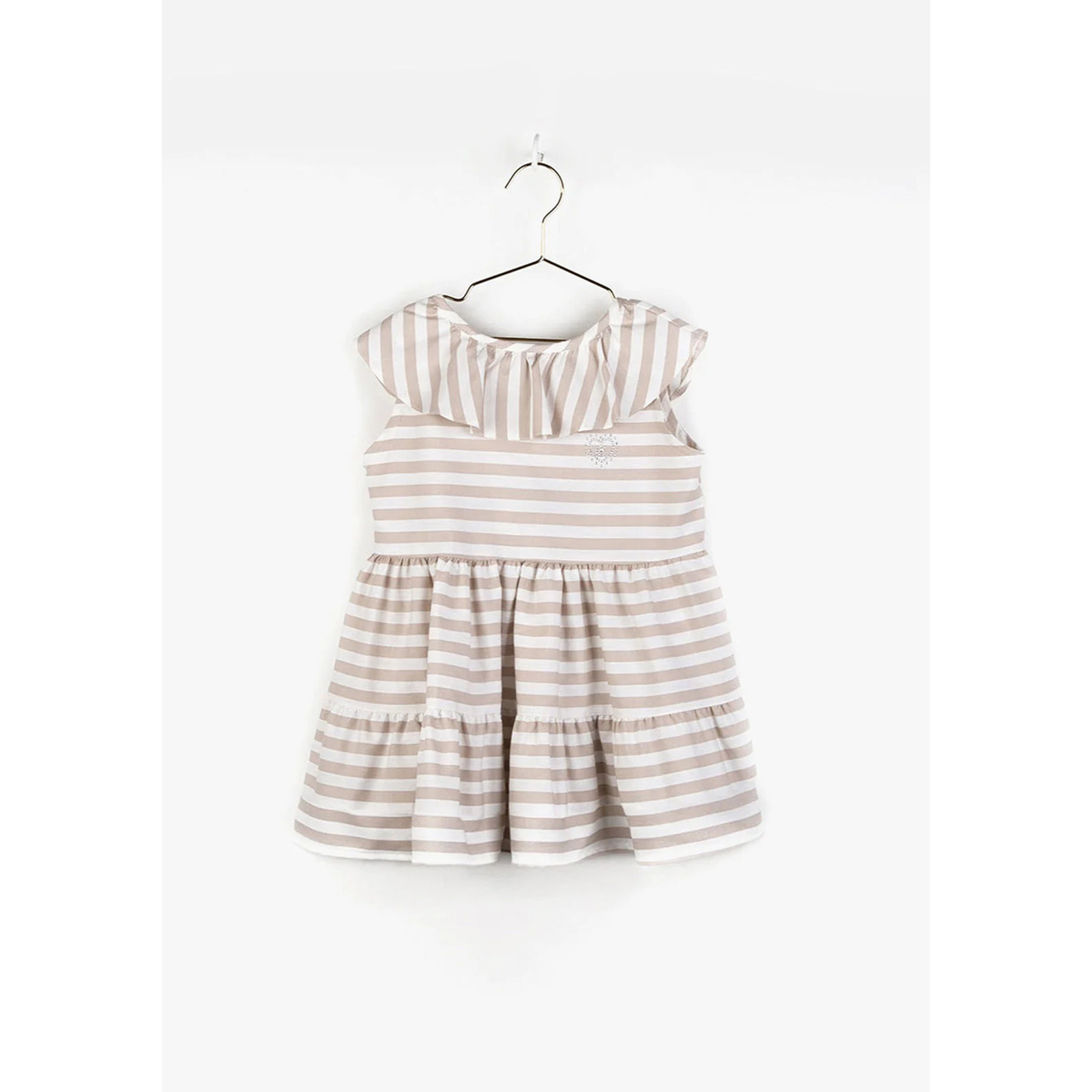Vestido de Niña Volantes Rayas Arena