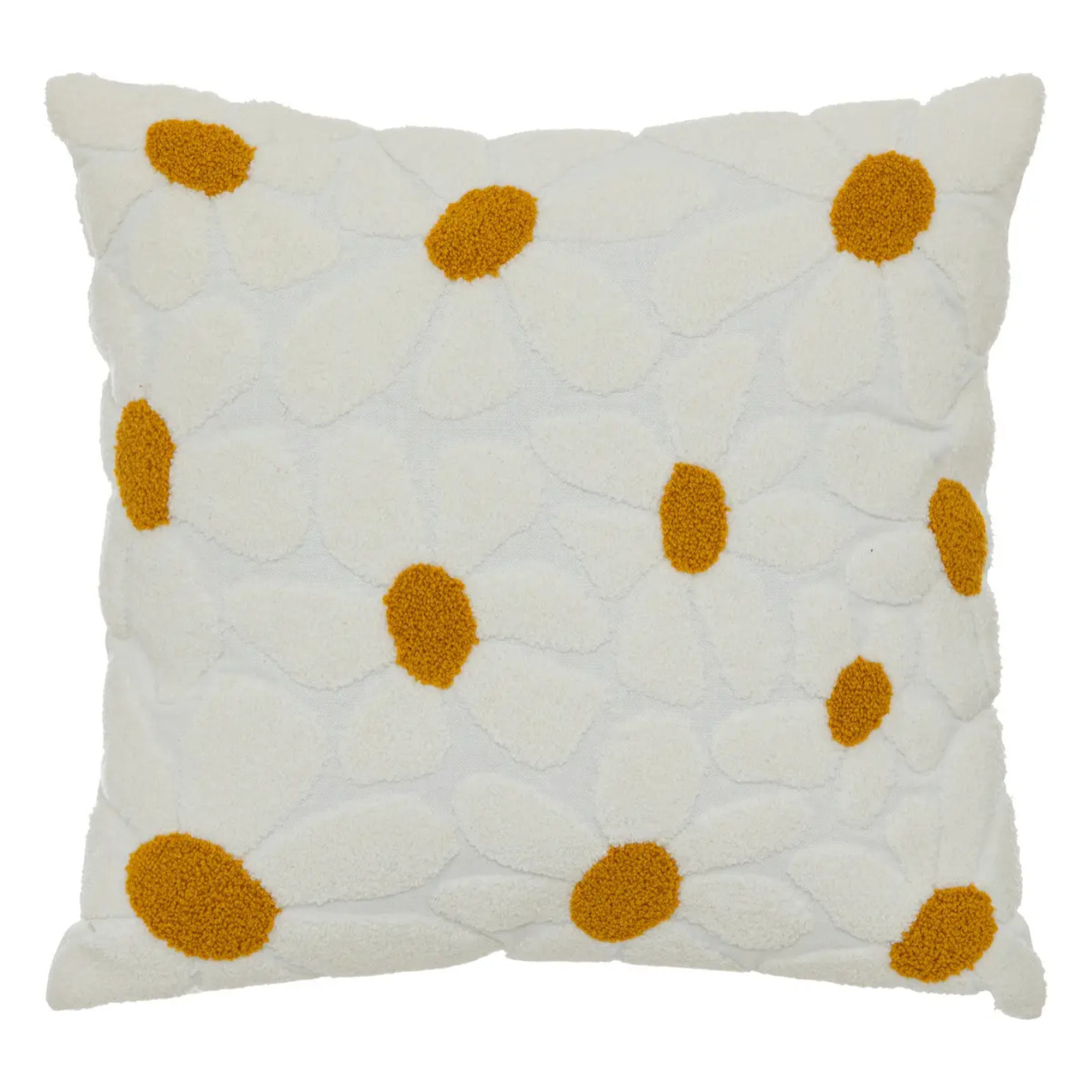 Coussin broderie "Daisy" 40x40cm blanc