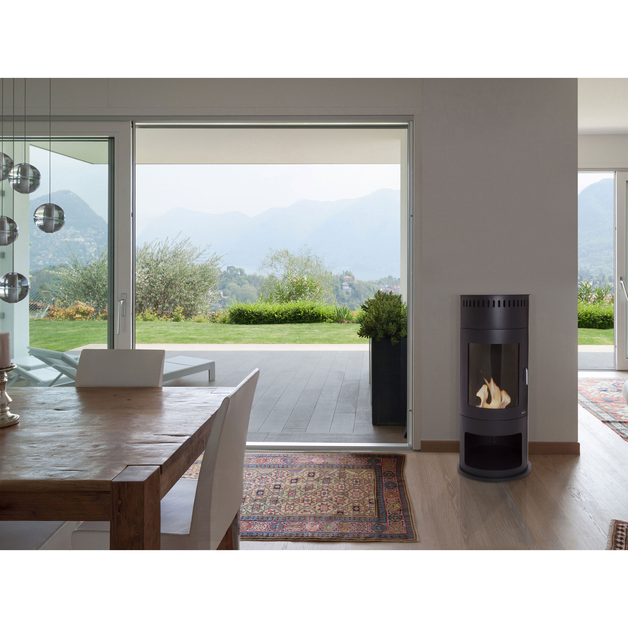 Poêle à éthanol 3kW en acier avec façade en verre trempé