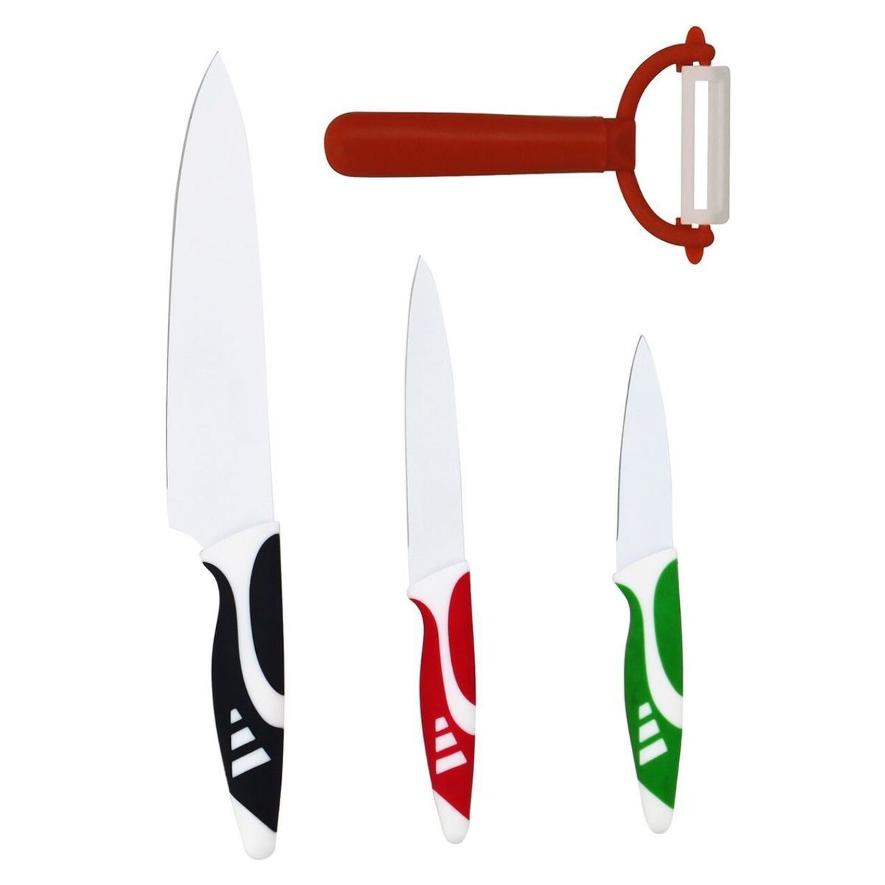 Lot de 3 couteaux et éplucheurs en inox revêtement céramique
