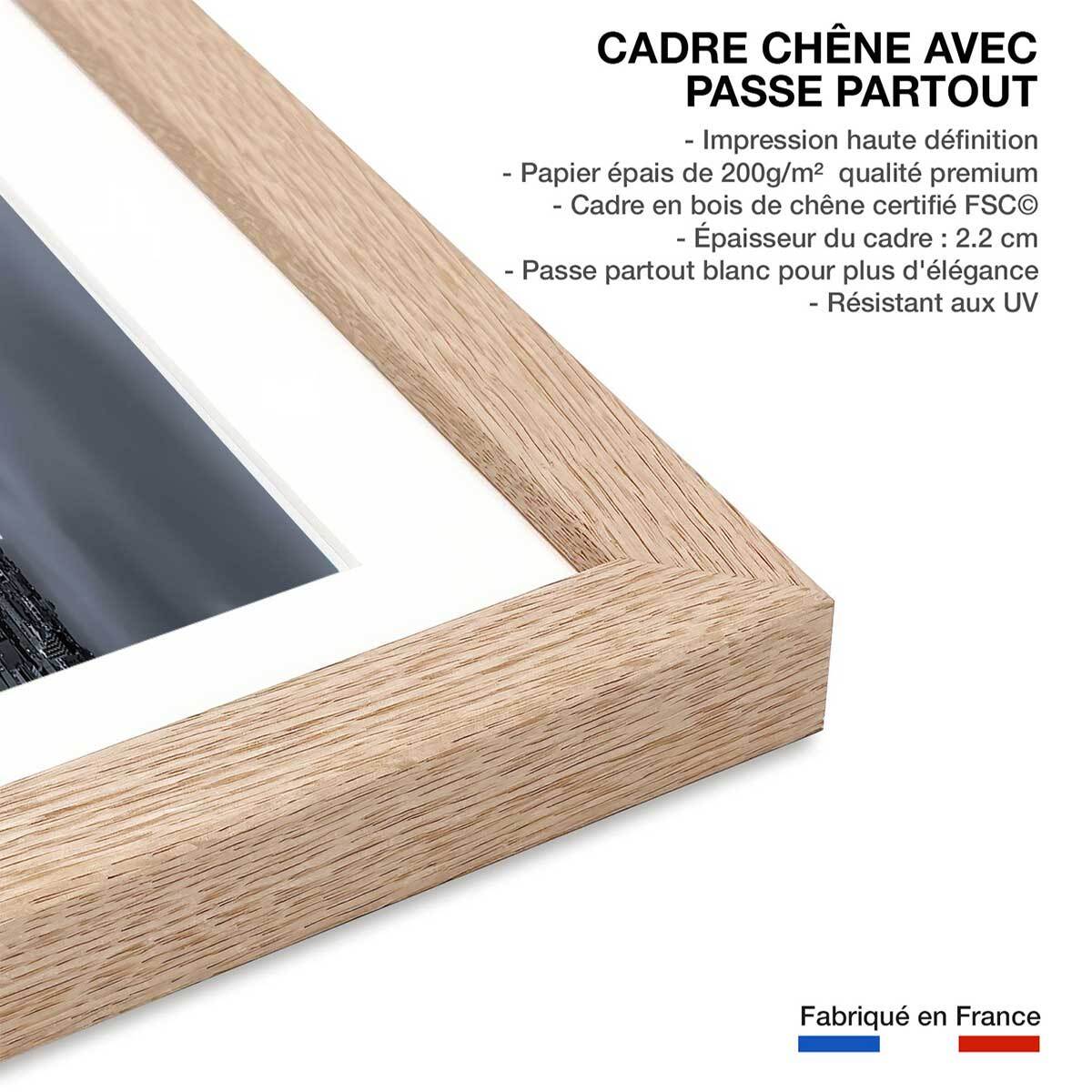 Affiche madrid city lights Affiche + cadre en bois - Chêne