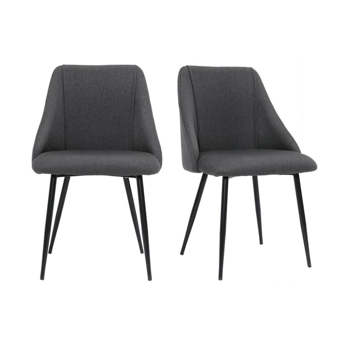 Chaises en tissu gris foncé et métal noir (lot de 2) HIGGINS