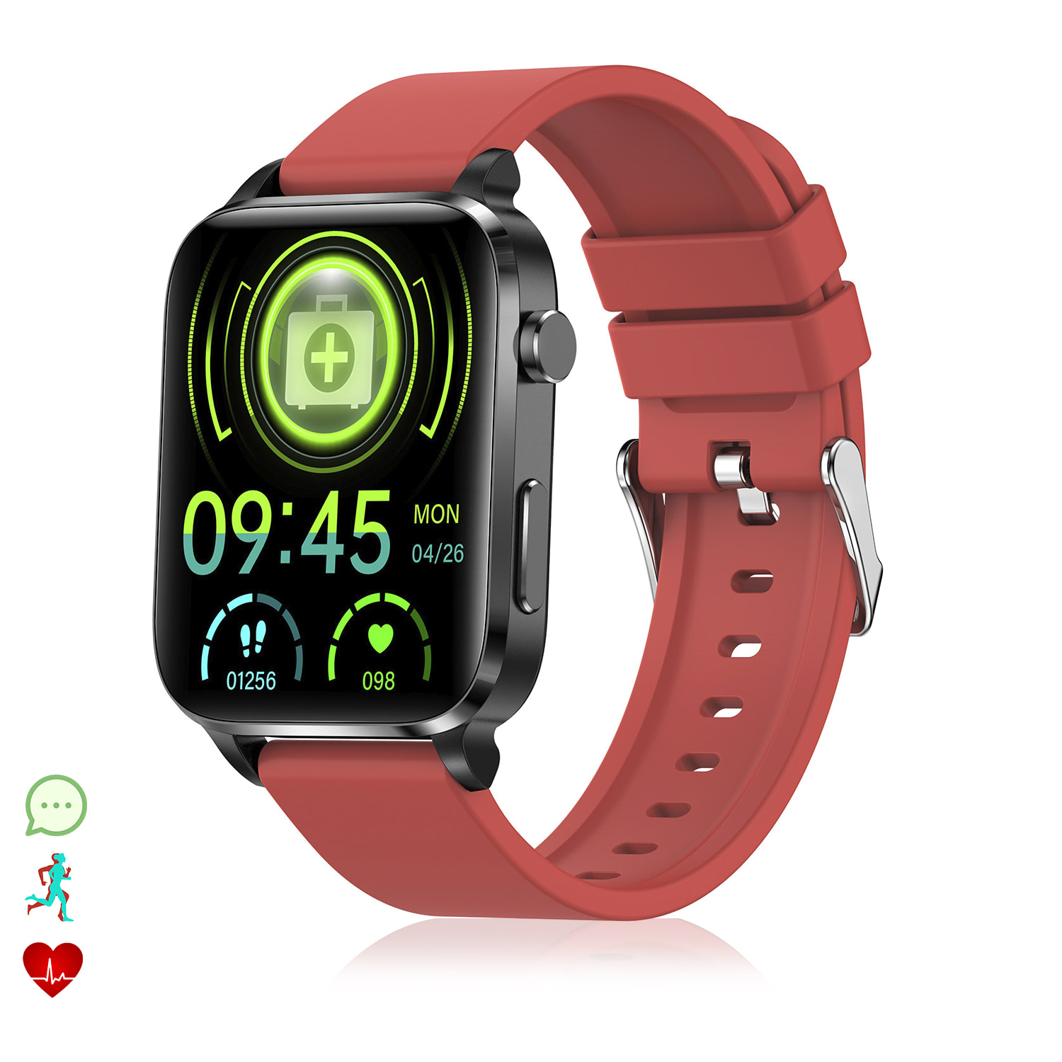 Smartwatch F100 con terapia de salud con láser de doble sonda. Monitor de O2, tensión y termómetro. Varios modos deportivos.