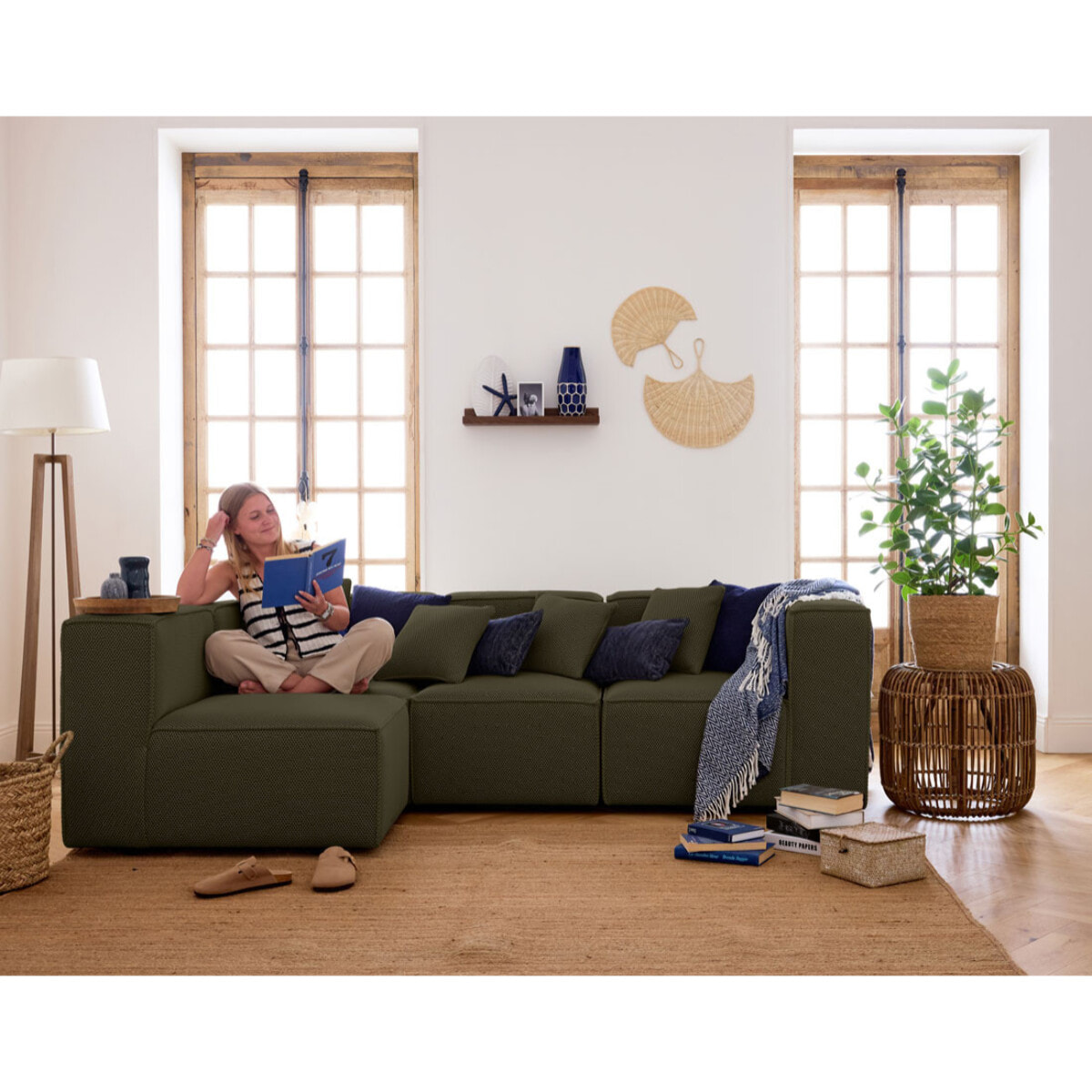 Arty - module d'assise droit - en tissu mailles 3D - Vert