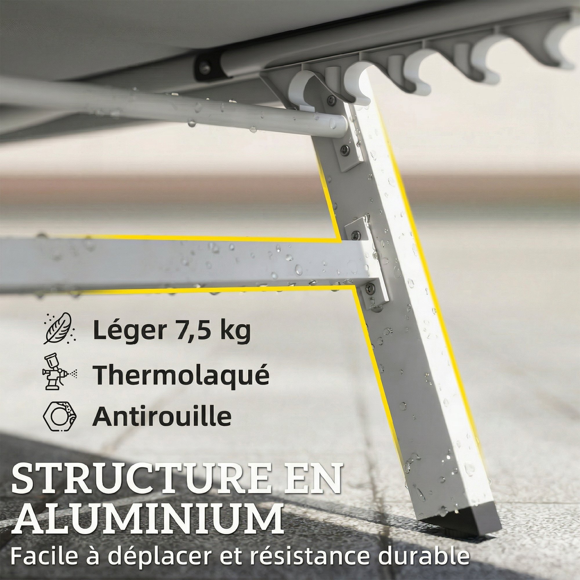 Bain de soleil réglable 6 positions 1 place aluminium gris clair