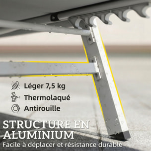 Bain de soleil réglable 6 positions 1 place aluminium gris clair
