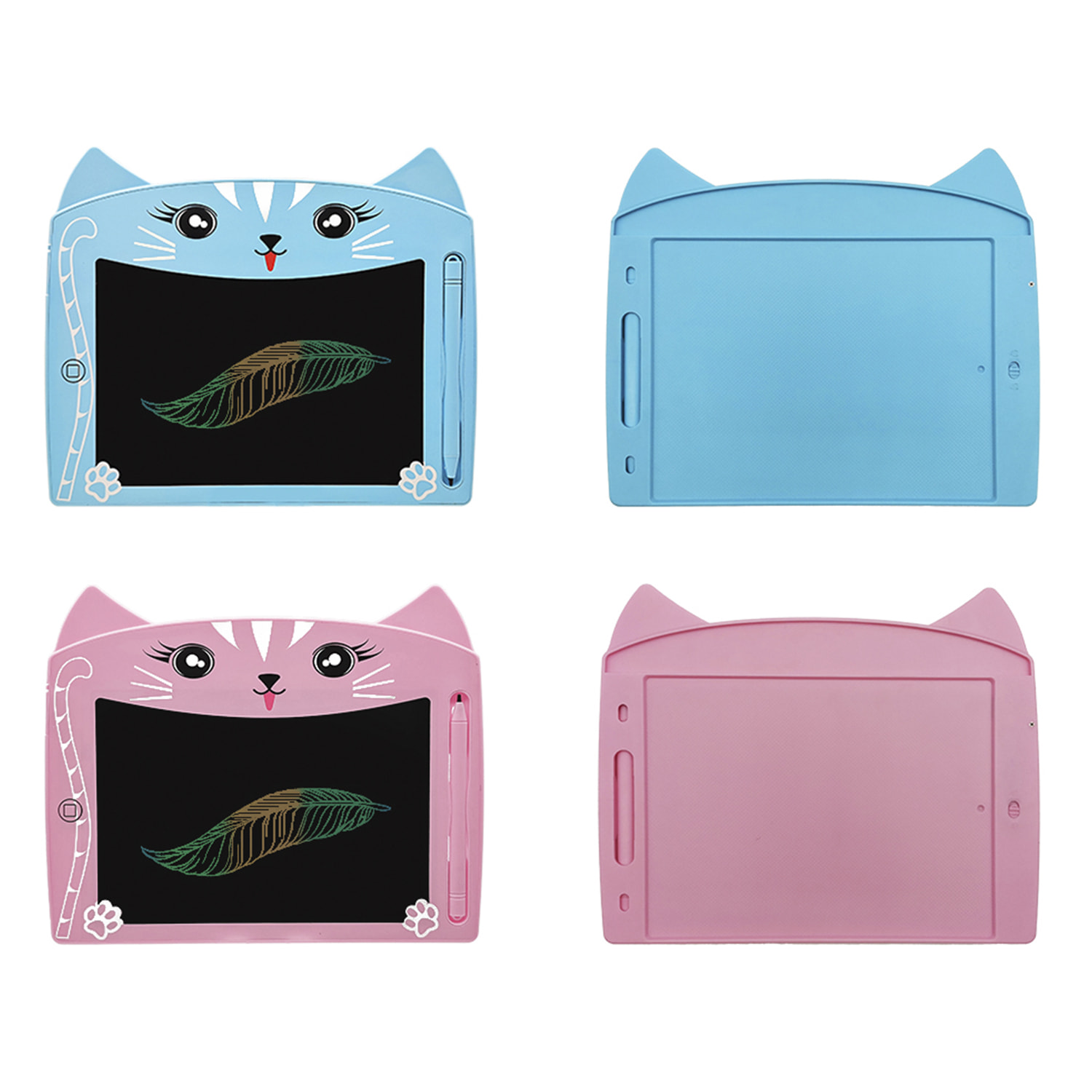 Tavoletta grafica e scrittura LCD da 8 pollici, design Kitten. Sfondo multicolore, portatile, con blocco di cancellazione.