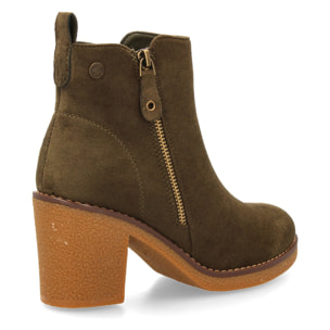 Botín tacón ancho con cremallera