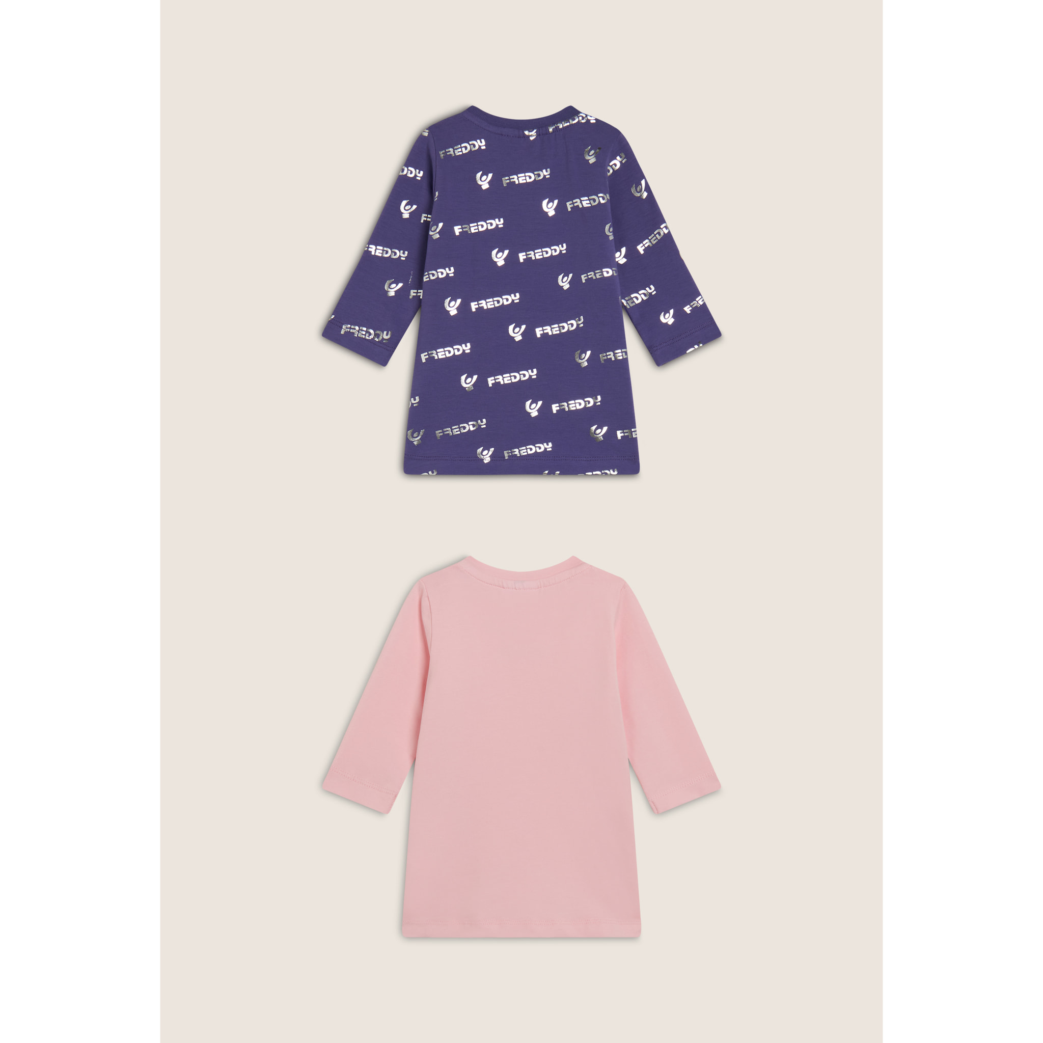 Set Neonata 2 Vestitini in Cotone Elasticizzato