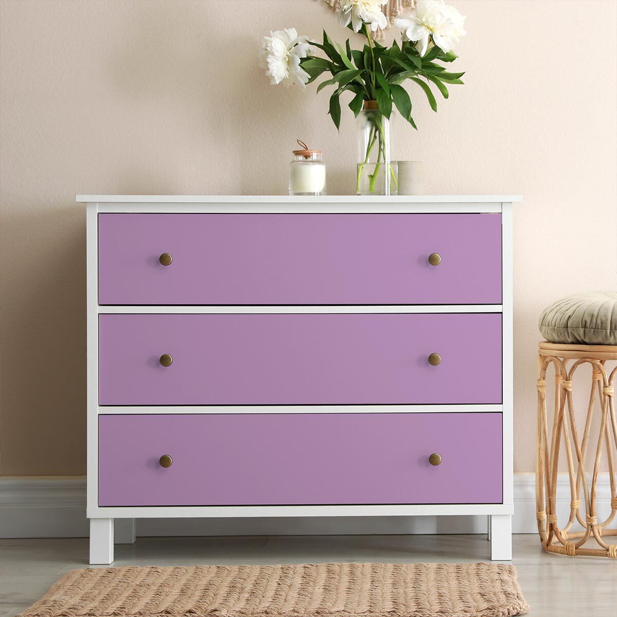 Rouleau adhésif décoratif Vinyle au Mètre - Lilas - Sticker Lavable Imperméable Mur Cuisine Meubles