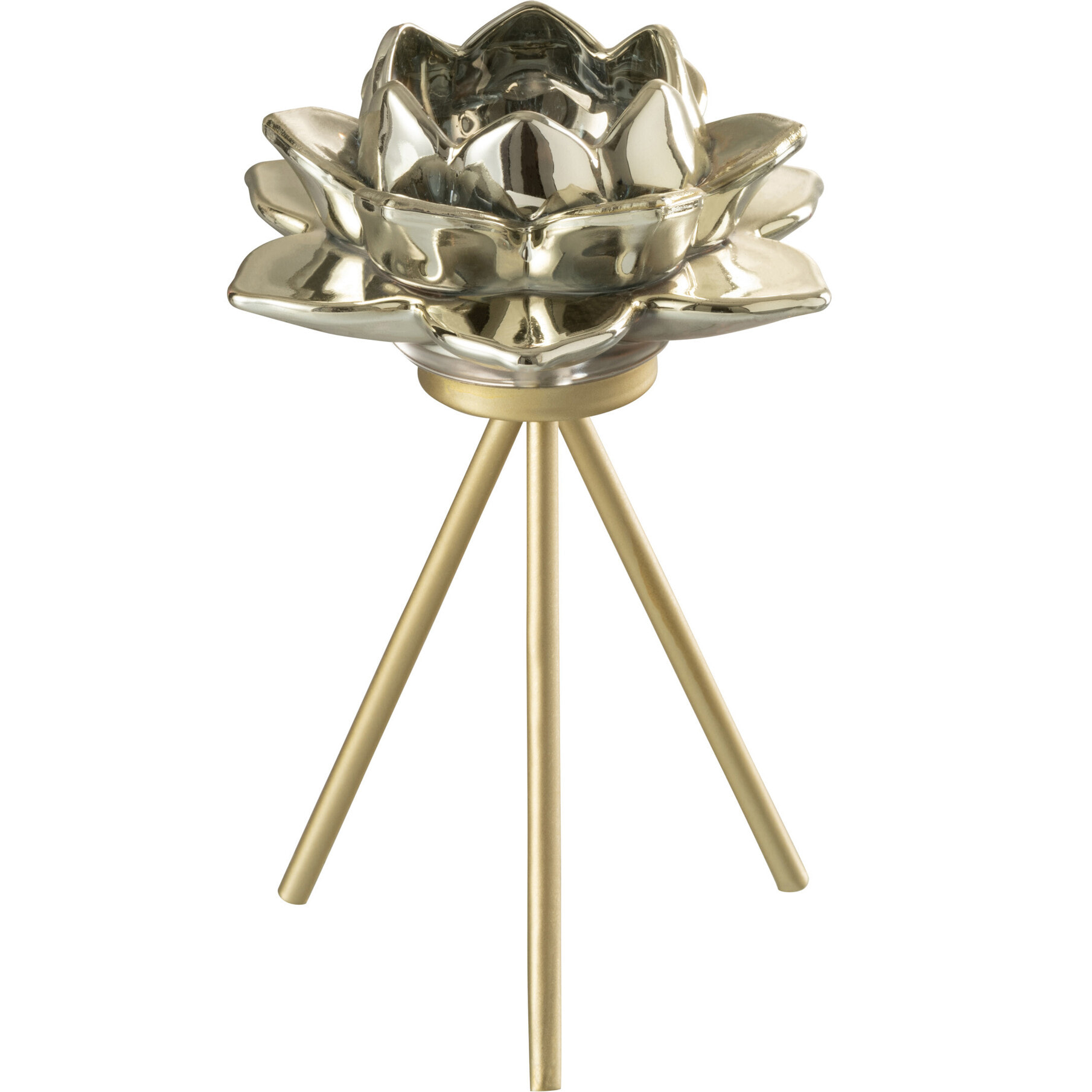 J-Line bougeoir Sur Pied Fleur - verre - or - small