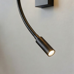 FORLIGHT Janet - Aplique de Pared para Dormitorio E27 Luz de Lectura LED Blanco Cálido 3000K. Aluminio Negro Pantalla de Textil