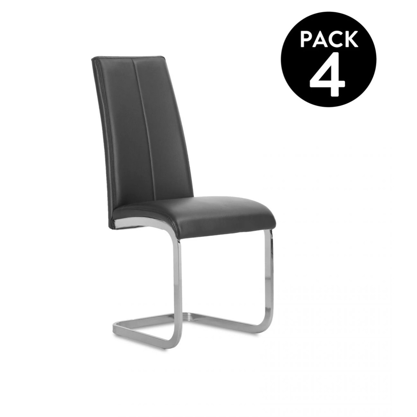 Pack 4 sillas de comedor Smile símil piel Negro