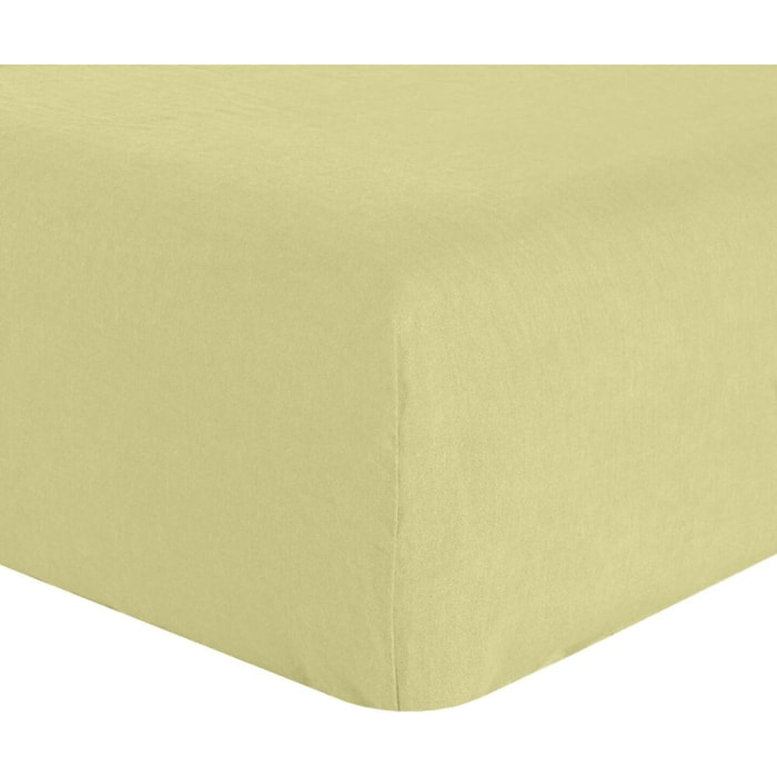 Drap Housse - Bonnet:30cm 100% lin LavÉ 160g Beurre